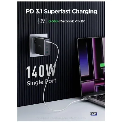 Dviced Wall Charger 140w Gan CC UK - Black